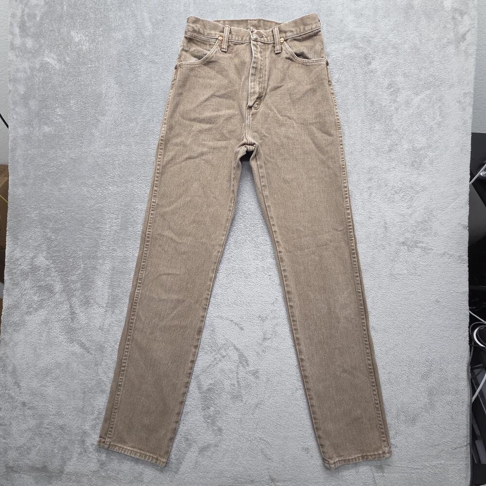 VTG Wrangler Jeans Womens Measured 26x32 Brown Straight Slim USA Cotton